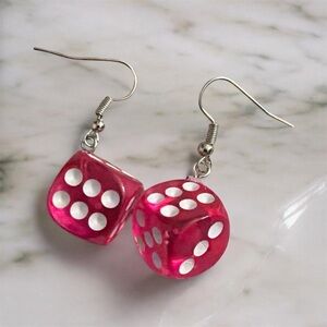 Pink Dice Drop Earrings - Women Jewelry